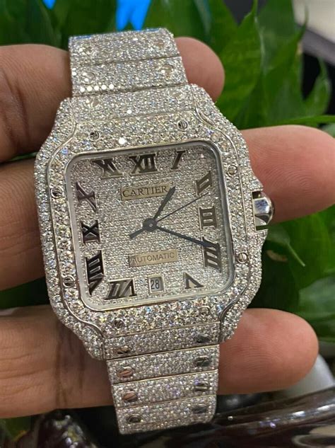 cartier mens diamond watch|cartier watch full diamond.